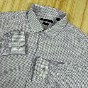 JOHN VARVATOS Men's Size 18 Slim Fit White Pink Long-Sleeve Button-Up‎ Shirt